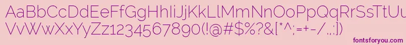 RalewayExtralight Font – Purple Fonts on Pink Background