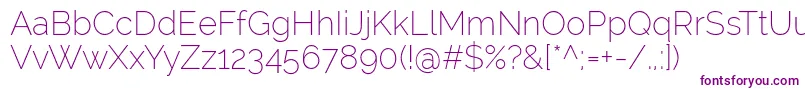 RalewayExtralight-Schriftart – Violette Schriften auf weißem Hintergrund