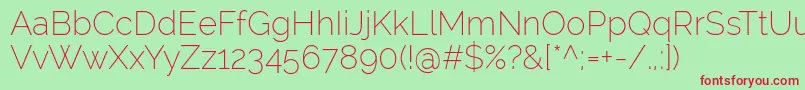 RalewayExtralight Font – Red Fonts on Green Background