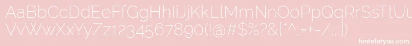 RalewayExtralight-fontti – valkoiset fontit vaaleanpunaisella taustalla