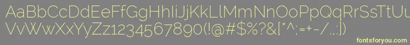 RalewayExtralight-fontti – keltaiset fontit harmaalla taustalla