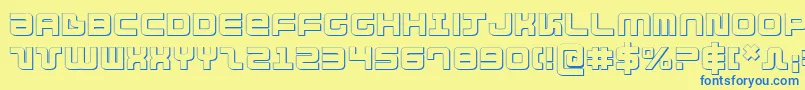 Direktor3D-Schriftart – Blaue Schriften auf gelbem Hintergrund