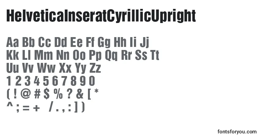 A fonte HelveticaInseratCyrillicUpright – alfabeto, números, caracteres especiais