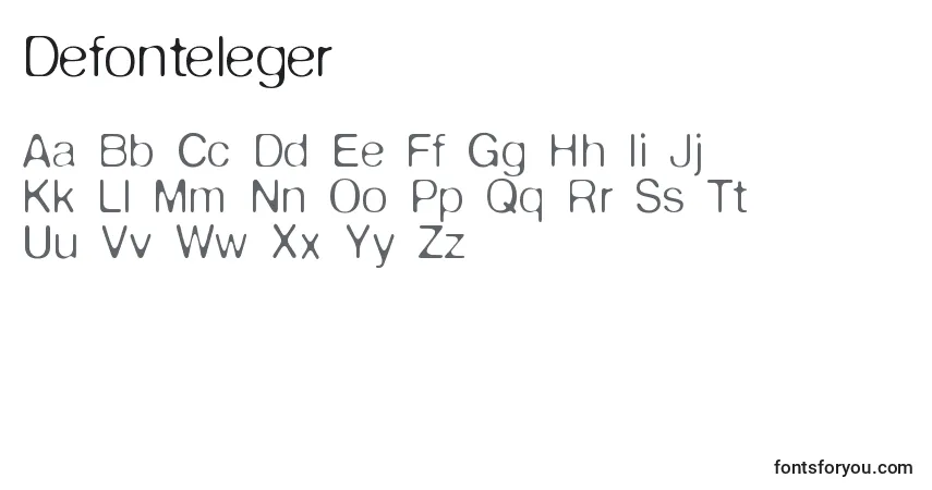 A fonte Defonteleger – alfabeto, números, caracteres especiais