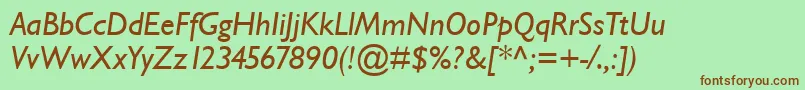 GarrisonLightSansBolditalic Font – Brown Fonts on Green Background