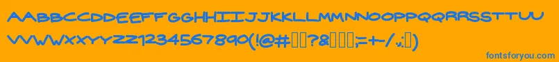Widehand-Schriftart – Blaue Schriften auf orangefarbenem Hintergrund
