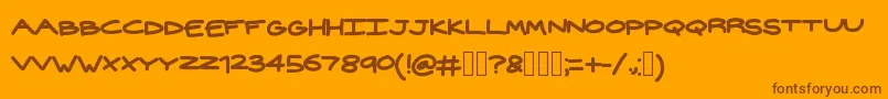 Weitere Informationen zur Widehand-Schriftart Widehand-Schriftart – Braune Schriften auf orangefarbenem Hintergrund