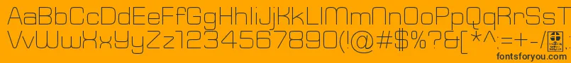 TypoSquareLightDemo-fontti – mustat fontit oranssilla taustalla