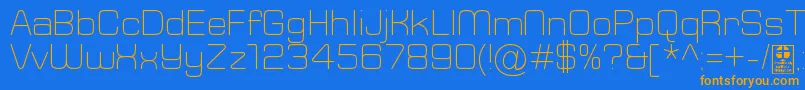 TypoSquareLightDemo-fontti – oranssit fontit sinisellä taustalla