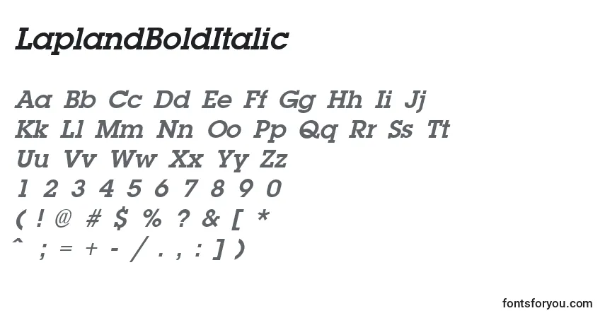 Schriftart LaplandBoldItalic – Alphabet, Zahlen, spezielle Symbole