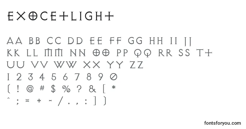 Шрифт ExocetLight – алфавит, цифры, специальные символы