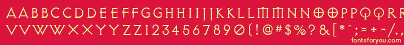 ExocetLight-Schriftart – Gelbe Schriften auf rotem Hintergrund