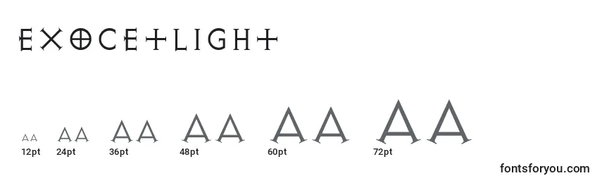 Размеры шрифта ExocetLight