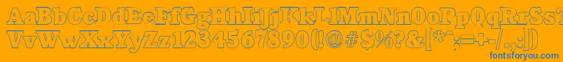 CalgaryoutlineHeavyRegular-Schriftart – Blaue Schriften auf orangefarbenem Hintergrund