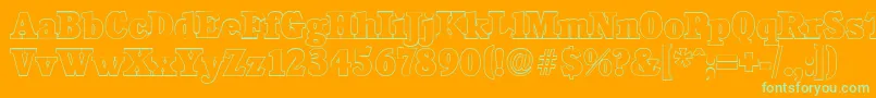 CalgaryoutlineHeavyRegular-Schriftart – Grüne Schriften auf orangefarbenem Hintergrund