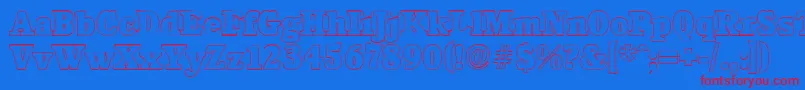 CalgaryoutlineHeavyRegular-Schriftart – Rote Schriften auf blauem Hintergrund