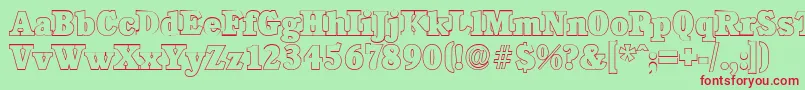 CalgaryoutlineHeavyRegular Font – Red Fonts on Green Background