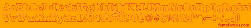 Fonte CalgaryoutlineHeavyRegular – fontes vermelhas em um fundo laranja