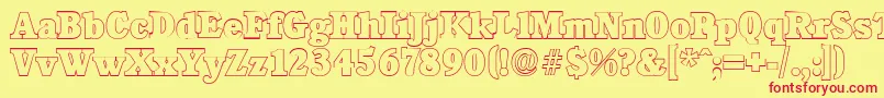 フォントCalgaryoutlineHeavyRegular – 赤い文字の黄色い背景