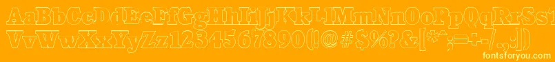 フォントCalgaryoutlineHeavyRegular – オレンジの背景に黄色の文字
