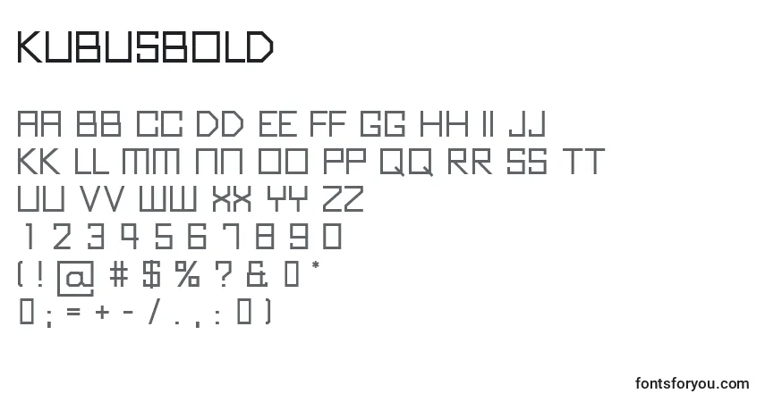 Schriftart KubusBold – Alphabet, Zahlen, spezielle Symbole