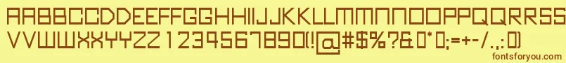 フォントKubusBold – 茶色の文字が黄色の背景にあります。