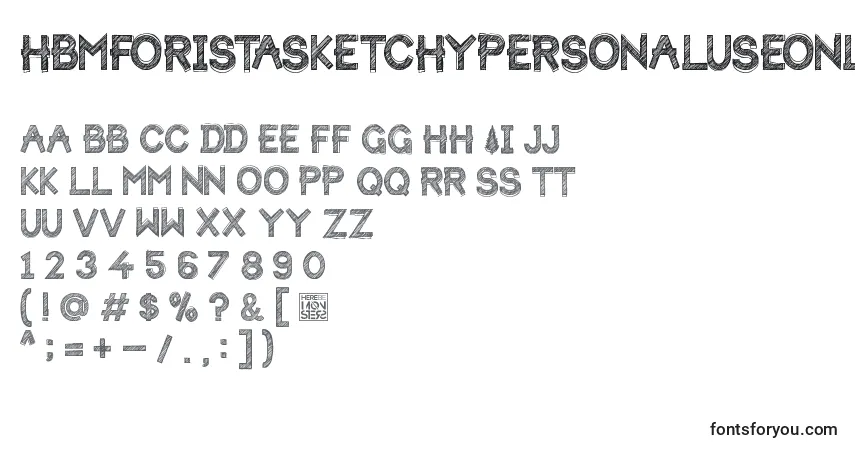 Шрифт HbmForistaSketchyPersonalUseOnly – алфавит, цифры, специальные символы