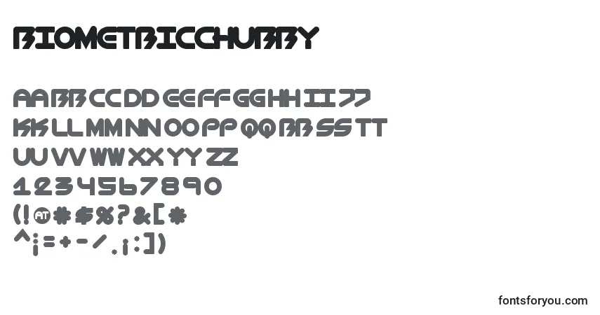 A fonte BiometricChubby – alfabeto, números, caracteres especiais