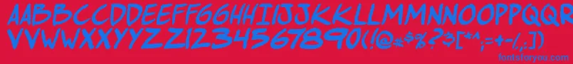 ComichustletbsItabold Font – Blue Fonts on Red Background