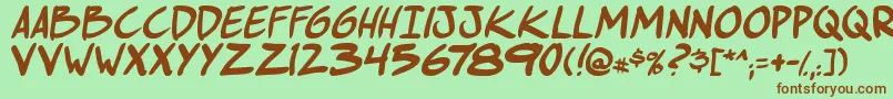 フォントComichustletbsItabold – 緑の背景に茶色のフォント