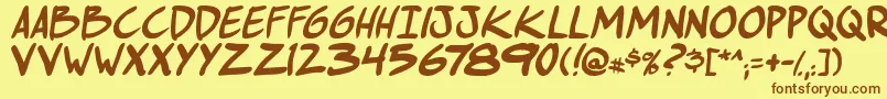 ComichustletbsItabold Font – Brown Fonts on Yellow Background