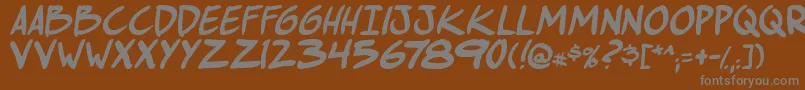 ComichustletbsItabold-fontti – harmaat kirjasimet ruskealla taustalla