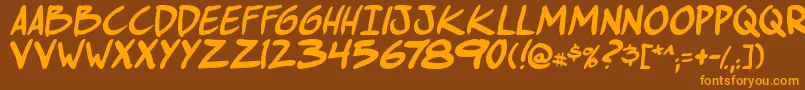 ComichustletbsItabold Font – Orange Fonts on Brown Background