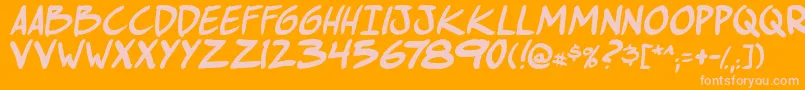 ComichustletbsItabold-fontti – vaaleanpunaiset fontit oranssilla taustalla