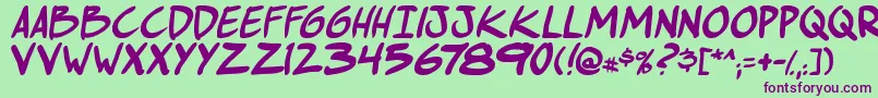 ComichustletbsItabold Font – Purple Fonts on Green Background