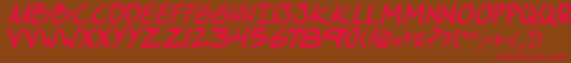 ComichustletbsItabold-Schriftart – Rote Schriften auf braunem Hintergrund