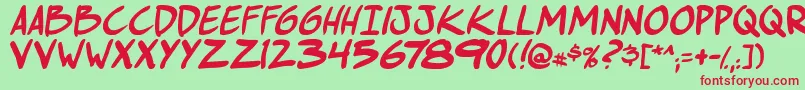 ComichustletbsItabold Font – Red Fonts on Green Background