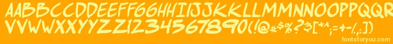ComichustletbsItabold-Schriftart – Gelbe Schriften auf orangefarbenem Hintergrund