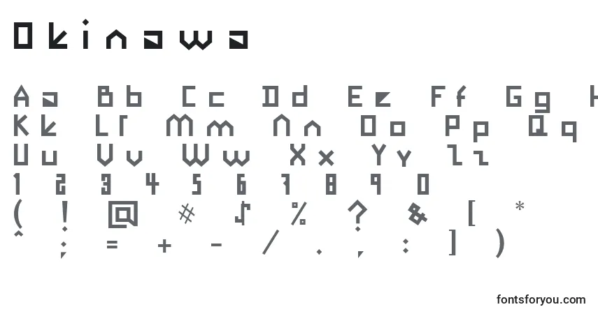 A fonte Okinawa – alfabeto, números, caracteres especiais