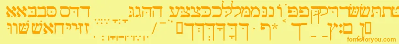 フォントGalilssk – オレンジの文字が黄色の背景にあります。