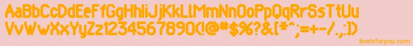 フォントPomcute – オレンジの文字がピンクの背景にあります。
