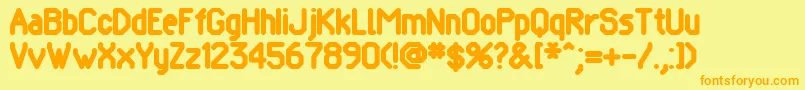 フォントPomcute – オレンジの文字が黄色の背景にあります。