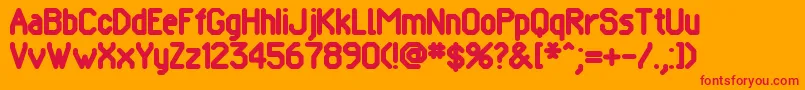 Pomcute-Schriftart – Rote Schriften auf orangefarbenem Hintergrund