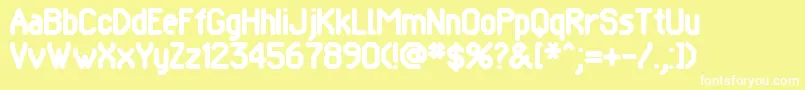 Pomcute-fontti – valkoiset fontit keltaisella taustalla