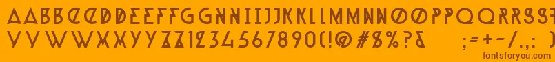 AlpineTypefaceA1Regular-Schriftart – Braune Schriften auf orangefarbenem Hintergrund