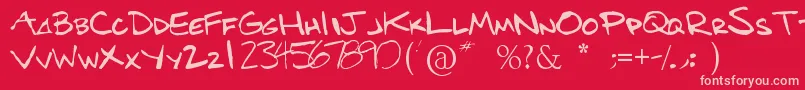Benshand Font – Pink Fonts on Red Background