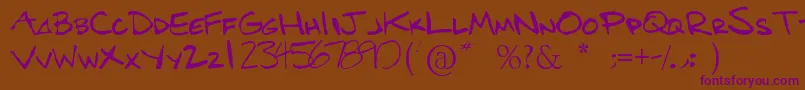 Benshand Font – Purple Fonts on Brown Background