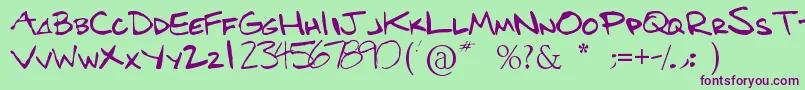 Benshand Font – Purple Fonts on Green Background