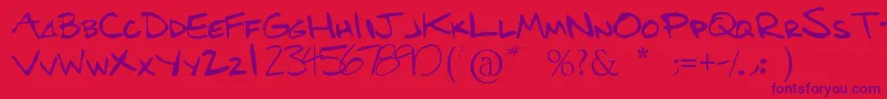 Benshand Font – Purple Fonts on Red Background