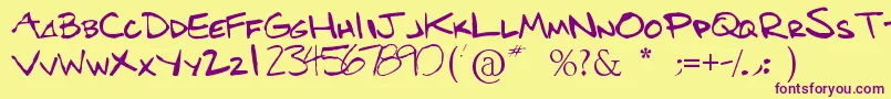 Benshand Font – Purple Fonts on Yellow Background